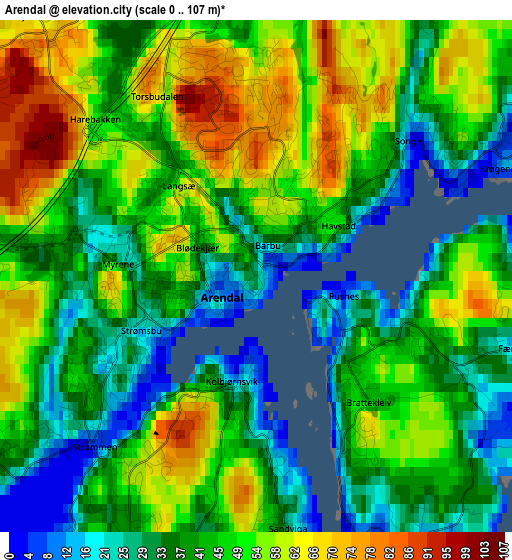 Arendal elevation map