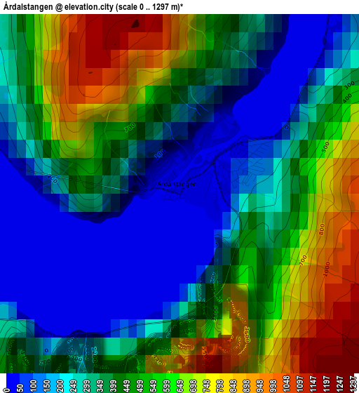 Årdalstangen elevation map