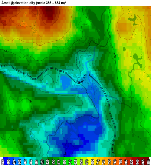 Åmot elevation map