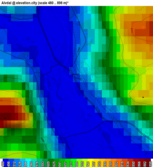 Alvdal elevation map