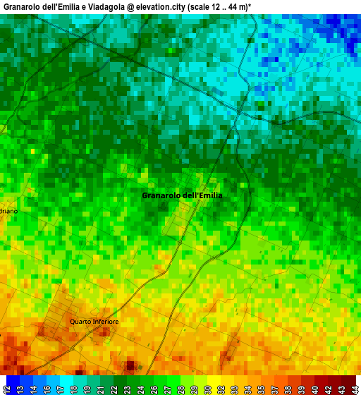 Granarolo dell'Emilia e Viadagola elevation map