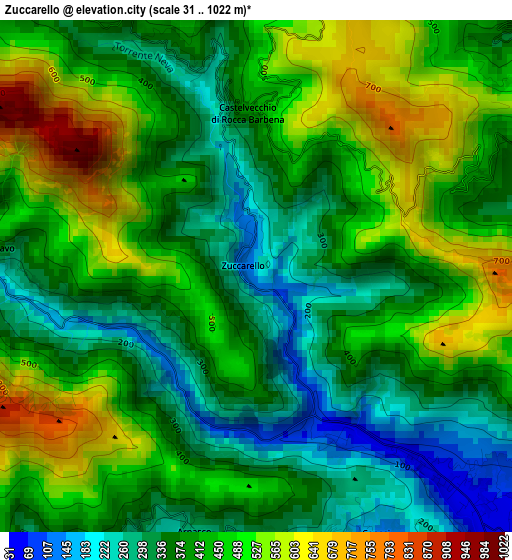 Zuccarello elevation map