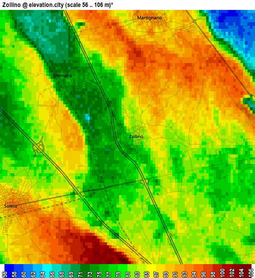 Zollino elevation map