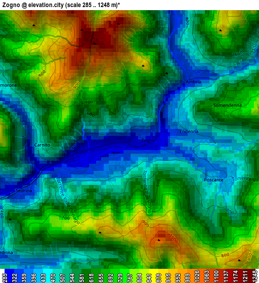 Zogno elevation map