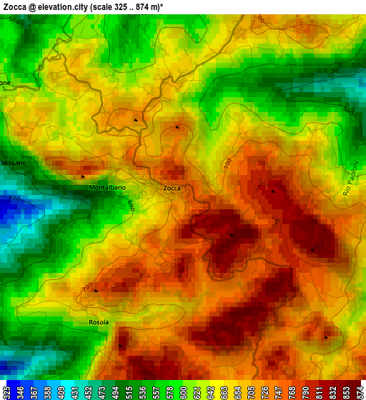 Zocca elevation map