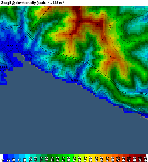 Zoagli elevation map