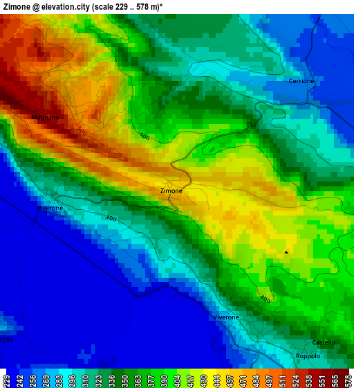 Zimone elevation map