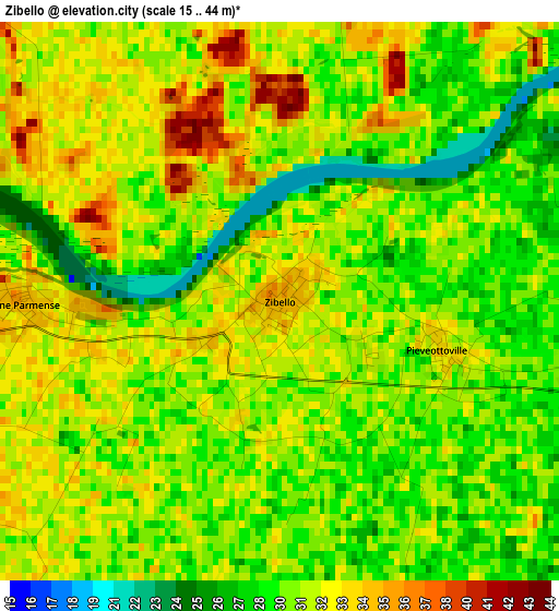 Zibello elevation map