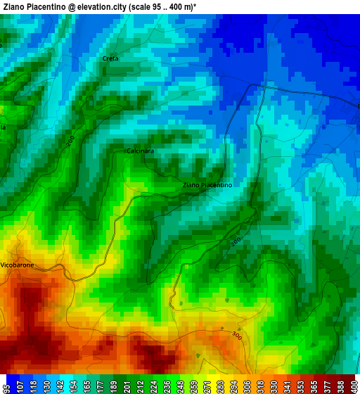 Ziano Piacentino elevation map