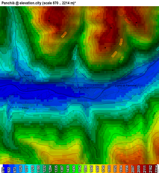 Panchià elevation map