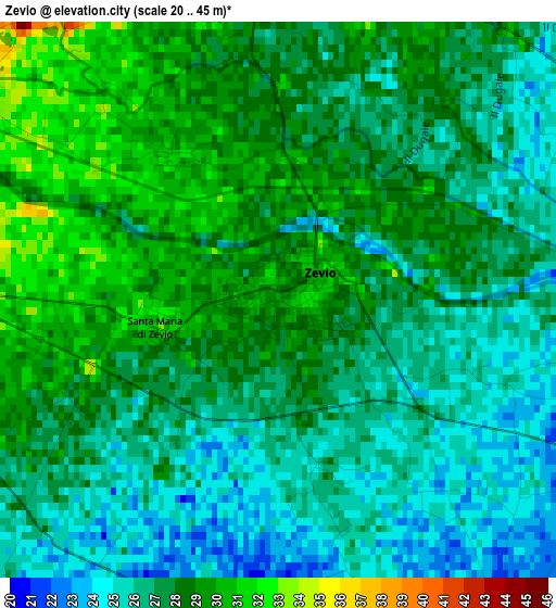 Zevio elevation map