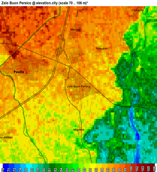 Zelo Buon Persico elevation map