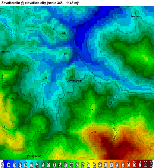 Zavattarello elevation map