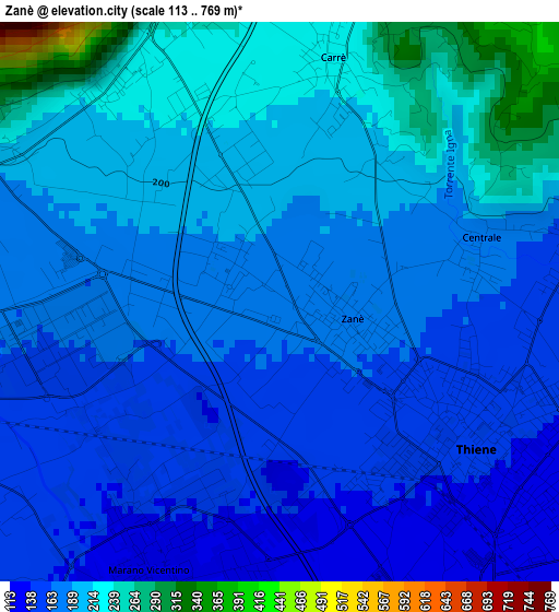 Zanè elevation map