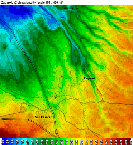 Zagarolo elevation map