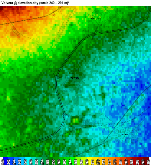 Volvera elevation map