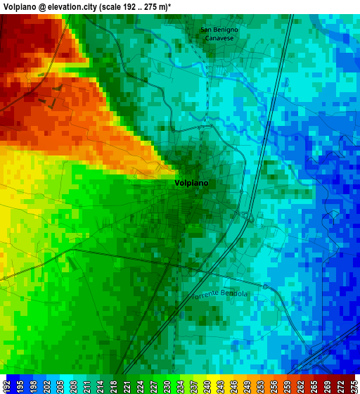 Volpiano elevation map