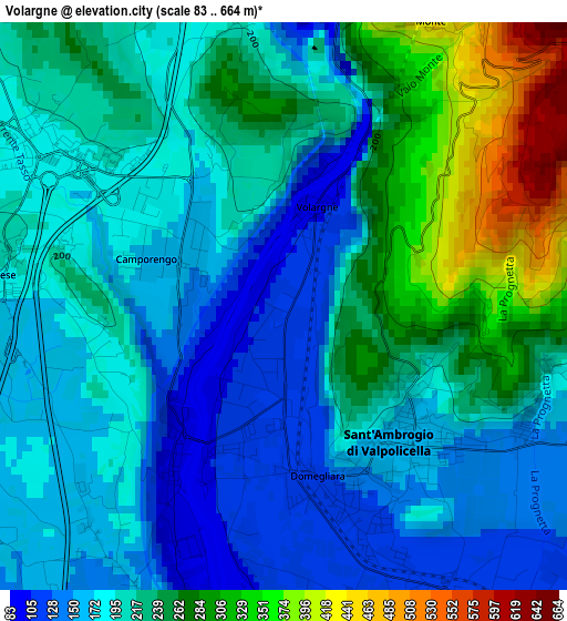 Volargne elevation map