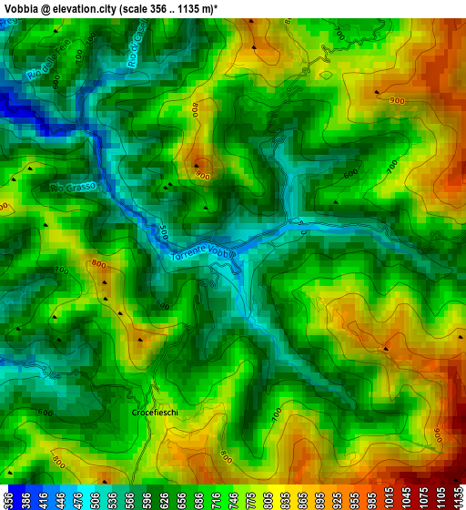 Vobbia elevation map