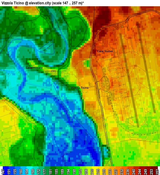 Vizzola Ticino elevation map