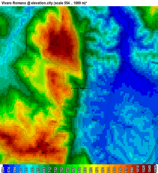 Vivaro Romano elevation map