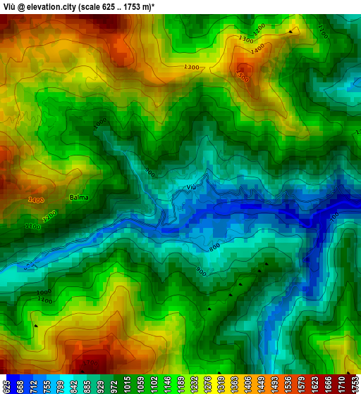 Viù elevation map