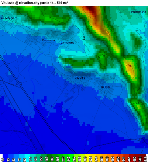 Vitulazio elevation map