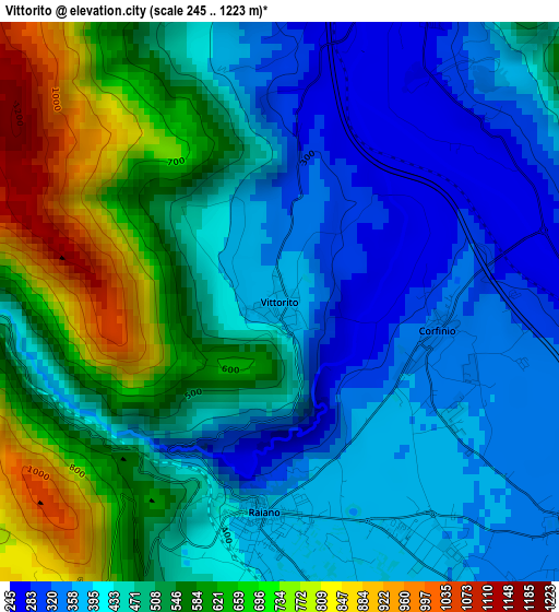 Vittorito elevation map