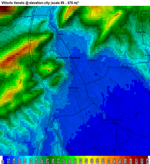 Vittorio Veneto elevation map