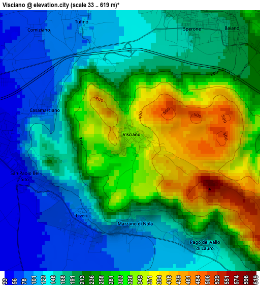 Visciano elevation map