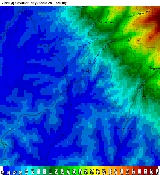 Vinci elevation map