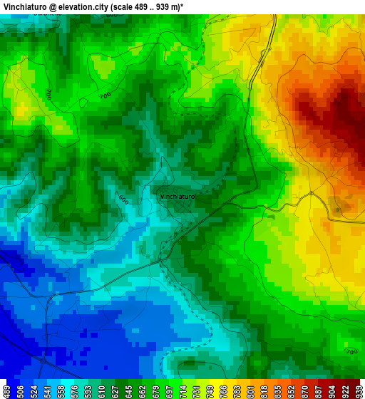 Vinchiaturo elevation map