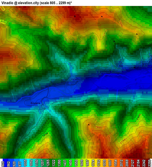 Vinadio elevation map