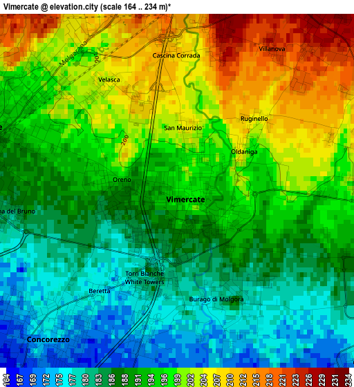 Vimercate elevation map