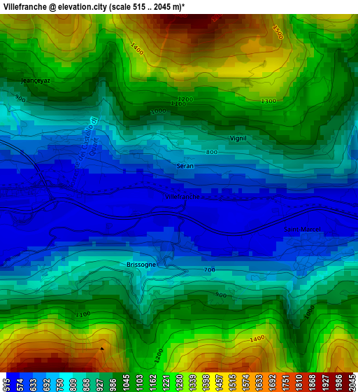 Villefranche elevation map