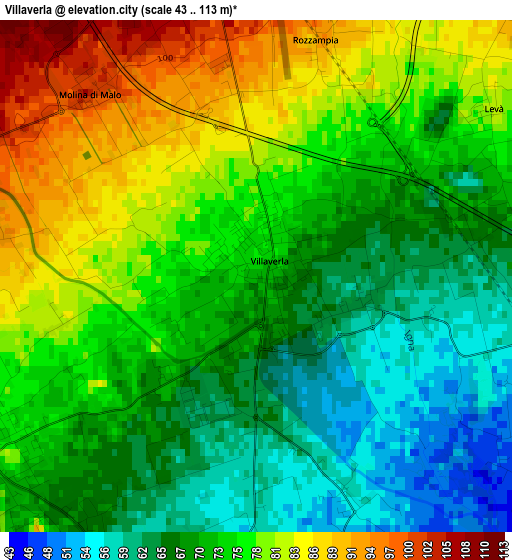 Villaverla elevation map