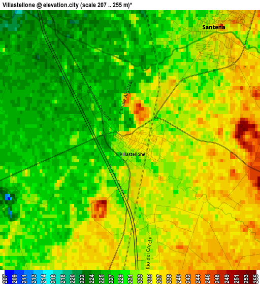 Villastellone elevation map