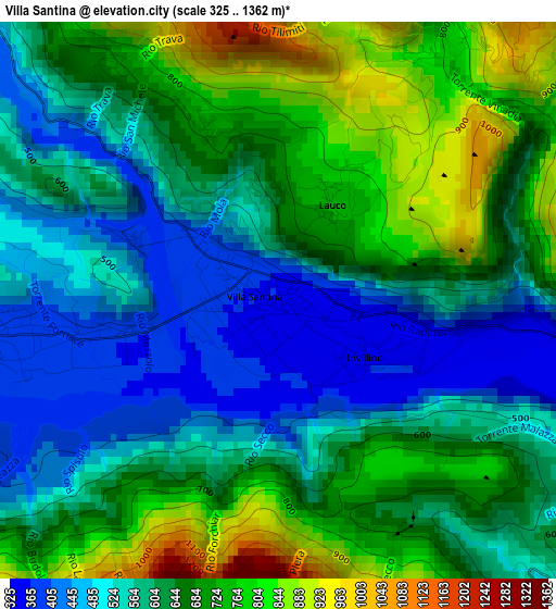 Villa Santina elevation map