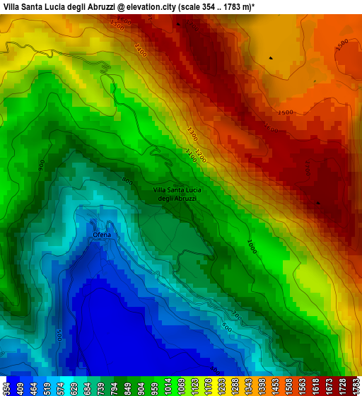 Villa Santa Lucia degli Abruzzi elevation map