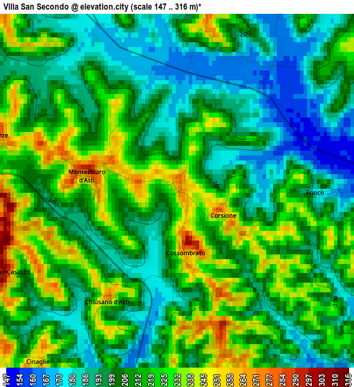 Villa San Secondo elevation map