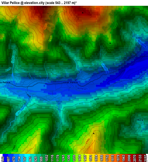 Villar Pellice elevation map