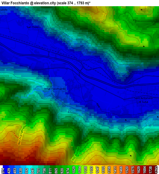 Villar Focchiardo elevation map