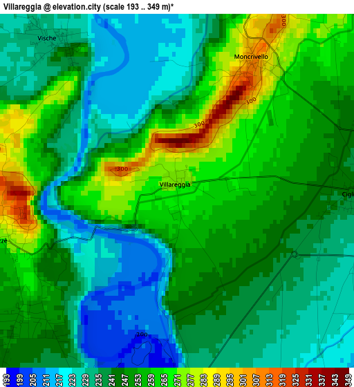 Villareggia elevation map