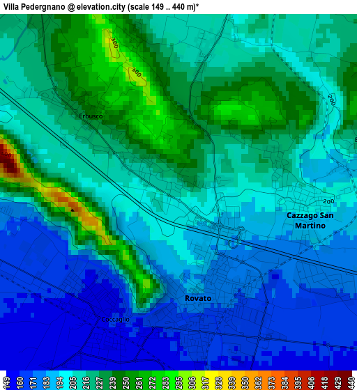 Villa Pedergnano elevation map