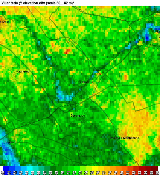 Villanterio elevation map