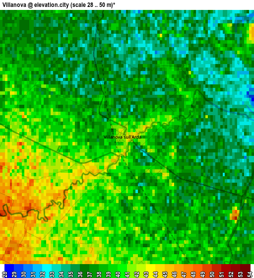 Villanova elevation map