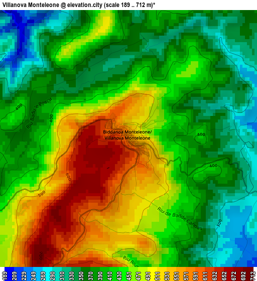 Villanova Monteleone elevation map