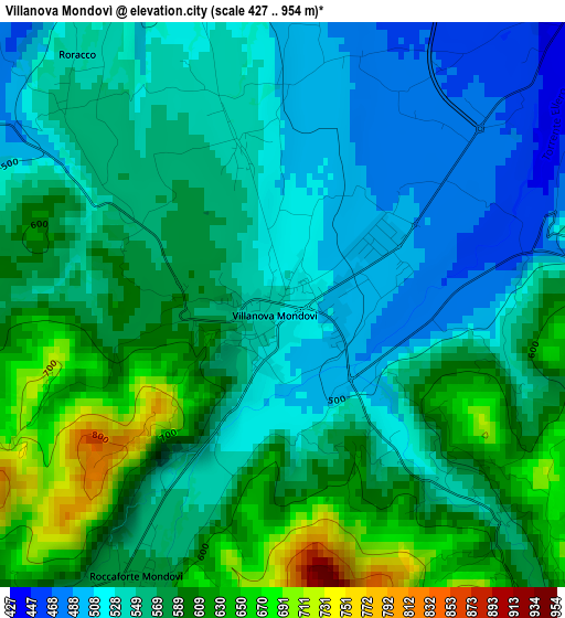 Villanova Mondovì elevation map