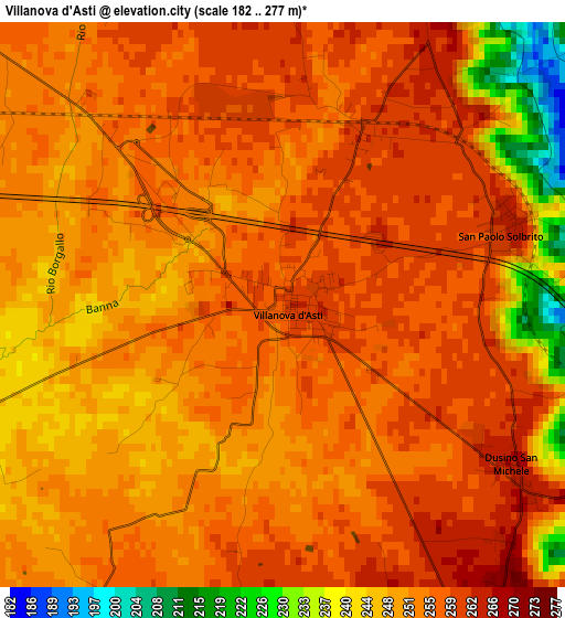 Villanova d'Asti elevation map