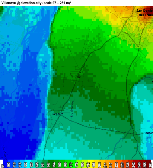 Villanova elevation map